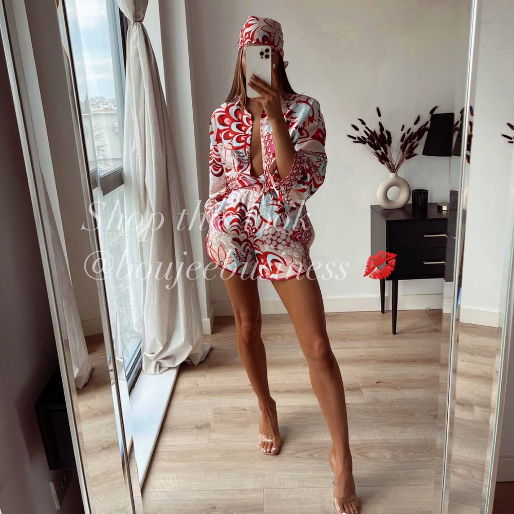 ZARA BNWT Printed Short Set with Scarf 3pc Coord Set - Picture 5 of 7